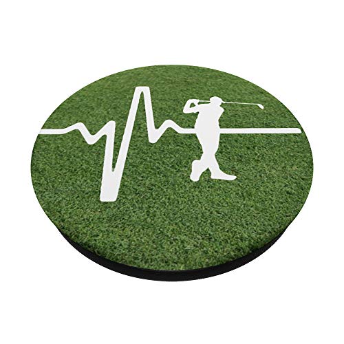Golf player and heartbeat on golf green phone stand PopSockets PopGrip: Swappable Grip for Phones & Tablets