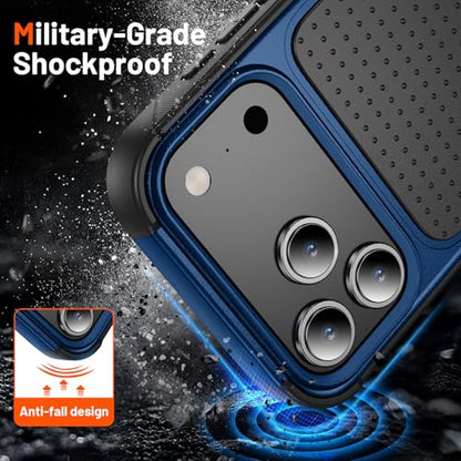 Designed for iPhone 17 Pro Max Case 2 in 1 Gift Militay Grade Drop Protective Rugged Heavy Duty Cover Shockproof Case for iPhone 17 Pro Max Phone Case for Women Men Boy Girl (Blue) - color: Blue