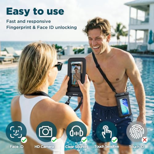 CACOE Floatable Waterproof Phone Pouch 2 Pack Up to 9.0", Black+Black | Floatable, IPX8 Waterproof Phone Case,Adjustable Lanyard,Dry Bags for Beach/Cruise/Travel/Camping/Kayak/Vacation Essentials - color: Black+Black#1, size: Up to 9.0"-Floatable