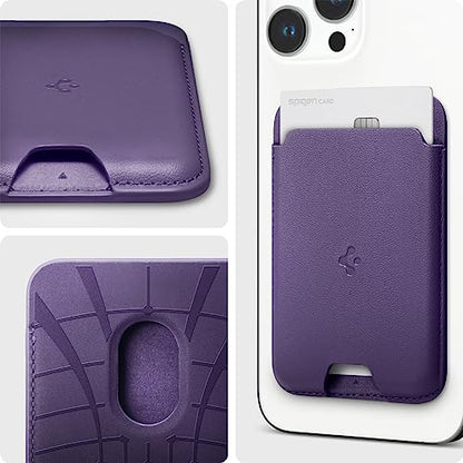 Spigen for MagSafe Wallet, Holds 2 Cards, Strong Magnet, Valentinus MagFit - color: PU Purple, size: 2-Cards