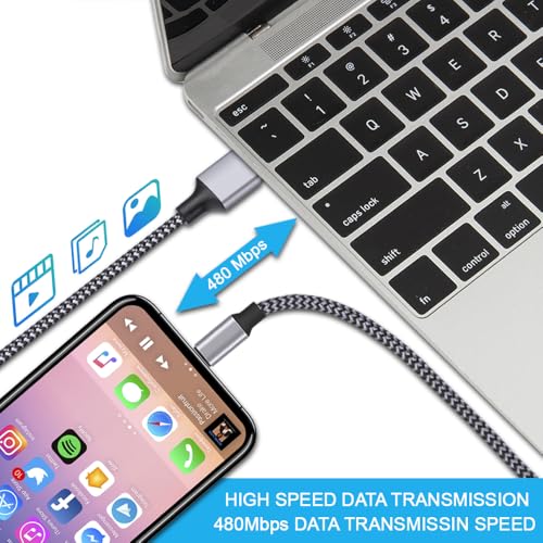 iPhone Charger, Lightning Cable 3PACK 6FT MFi Certified USB Charging Cord - color: Black