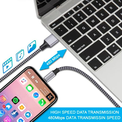 iPhone Charger, Lightning Cable 3PACK 6FT MFi Certified USB Charging Cord - color: Black