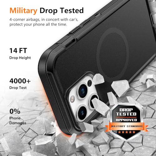 TUTUKII Magnetic for iPhone 13 Pro/14 Pro Case with Belt Clip Holster | Black, MagSafe Compatible, Military-Grade Drop Protection, 3-Layer Rugged Shockproof Protective Cover 6.1-Inch - size: iPhone 14 Pro &13 Pro 6.1"