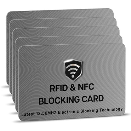 SaiTech IT 5 Pack RFID Blocking Card for Credit Debit ID Card, Grey | Slim Anti-Theft Contactless NFC RFID Blocker Protector, Easily Fit into Wallet and Purse, for Men & Women - color: Grey