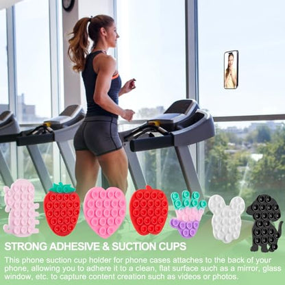 CIEO SuctionPhone Grip, Strong Silicone Suction,Strawberry Sticky Grip,Suitable for Selfies and Videos on Mirrors, Bathrooms and Smooth Surfaces, Compatible with iPhone (White) - color: White