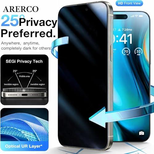 3 Pack for iPhone 16 Plus Privacy Screen Protector +2 Lens Cover - size: iPhone 16 Plus (6.7 inch)