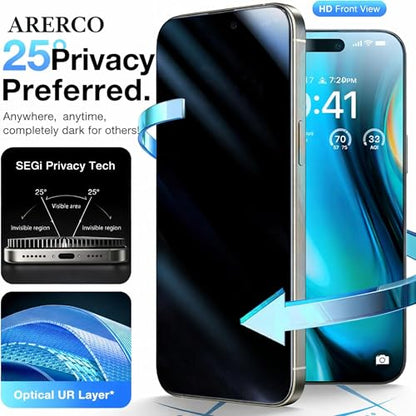 3 Pack for iPhone 16 Plus Privacy Screen Protector +2 Lens Cover - size: iPhone 16 Plus (6.7 inch)