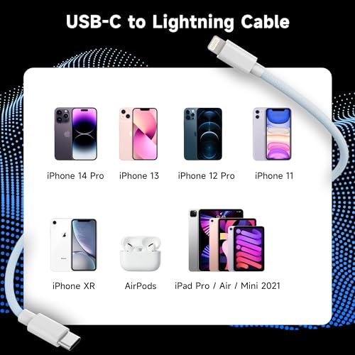 USB C to Lightning Cable 1M Apple MFi Certified iPhone Fast Charger Cable - color: Blud