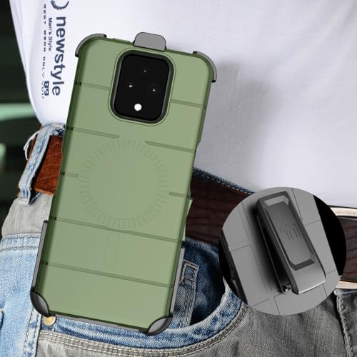 Case and Holster Combo for Sonim XP Pro 5G Phone - Olive Green | Compatible with MagSafe, Magnetic, Rugged Cover, Enhanced Grip, with Belt Clip Holder, Ratchet Rotation - color: Green