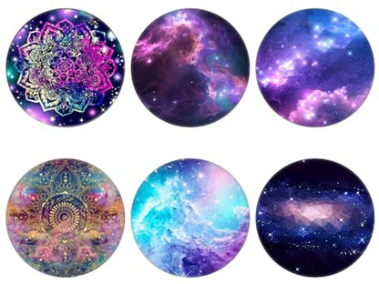 6 Pack Cellphone Phone Grip and Smartphones Stand, Collapsible Cell Phone Expanding Holder for Phone - Blue Purple Galaxy Nebula Flower, ZJ005