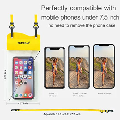 YUMQUA IPX8 Waterproof Phone Pouch, Cell Phone Dry Bags, Large Size 2 Pack | Touchscreen Waterproof Phone Case Clear for iPhone 17/16/15 Pro Max Galaxy S26 Ultra for Beach Swimming Boating Paddle Board