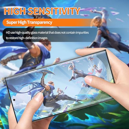 3 Pack Curved Tempered Glass Screen Protector Applicable for Samsung Galaxy S23 Ultra 5G 6.8inch, Support Fingerprint ID Friendly Tempered Glass Screen Protective, HD Clear Scratch Resistant Suitable - color: s23Ultra