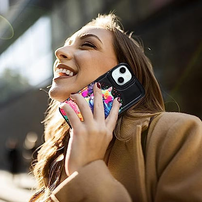 HAOPINSH for iPhone 14 Wallet Case with Card Holder, Flower Cat Pattern Back Flip Folio PU Leather Kickstand Card Slots Case for Women Girls, Double Magnetic Clasp Shockproof Cover 6.1" - color: Flower Cat