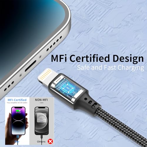 1.5FT USB A to Lightning Cable, 3Pack iPhone Charger Cord for iPhone 14/13 - size: 1.5FT