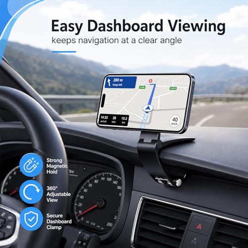 Magnetic Car Phone Holder for Dashboard(Magnetic Ring Included)