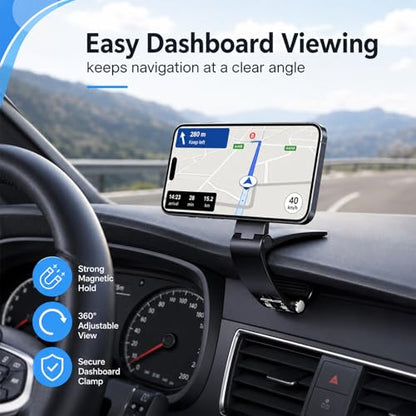 Magnetic Car Phone Holder for Dashboard(Magnetic Ring Included)