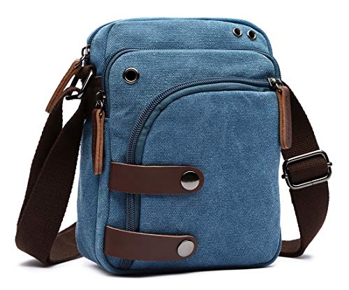 Mini Crossbody Bags for Women and Men - Small Purses and Handbags - Travel Bag - Canvas Shoulder Purse - color: Light Blue