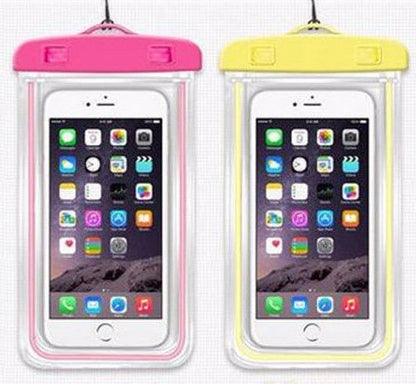 Kool Fluoresent Waterproof Phone Case, Pack of 2 IPX8 Cellphone Pouch Bag for iPhone X, 8, 7, 6 Plus, SE, Huawei Mate 9, Samsung S9+ S9 S8+ LG V20 HTC, Snowproof Dirtproof Outdoor (Yellow+Pink)