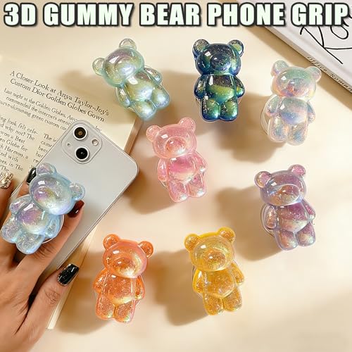 3D Gummy Bear Phone Grip Stand Cute Gummy Bear Style Expandable Collapsible Mobile Phone Grip Stand Holder Comfortable to Hold Phone Grips for Smartphone & Tablet Cell Phone (Purple) - color: Purple