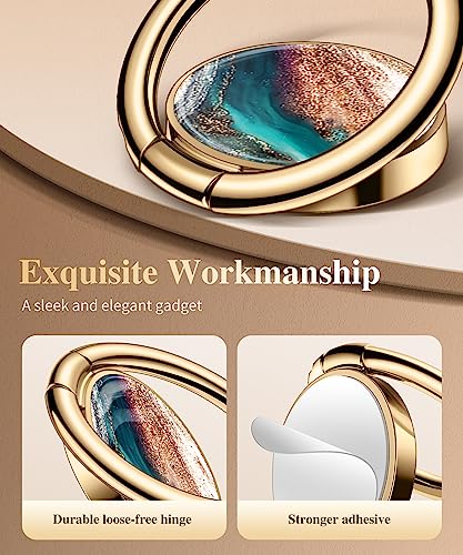 GVIEWIN Marble Cell Phone Ring Holder, Metal Kickstand Grip 360° Rotation - color: B-Drift Sand/Brown
