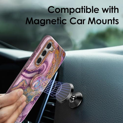 Phone Ring Grip Holder, 360° Rotation Cell Phone Grip Stand, Finger Ring Stand, Metal Finger Ring Grip Kickstand Compatible with iPhone 17 Pro Max 16 15 14 13 12 Magsafe Accessories, Purple - color: Galaxy Purple