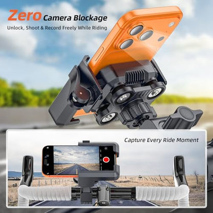 New Anti-Vibration Bike Phone Holder, Shockproof Motorcycle Phone Mount with Secure Lock, Camera Friendly Handlebar Phone Holder for E-Bike, Electric Scooter, Bicycle, Fits 4.7-7 Inch Phones
