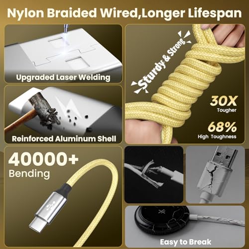 Travel Essentials Multi Charging Cable for iWatch Charger/iPhone 17, 5FT - color: Yellow, size: 1Pack 5FT