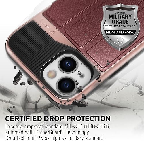 VENA vCommute for iPhone 15 Wallet Case, Red | Military-Grade Drop Protection, Premium Leather Magnetic Flap Cover, Hidden Card Holder, RFID Blocking, Multi-Angle Kickstand - color: Classic - Red, size: iPhone 15