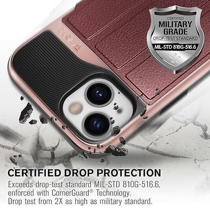VENA vCommute for iPhone 15 Wallet Case, Red | Military-Grade Drop Protection, Premium Leather Magnetic Flap Cover, Hidden Card Holder, RFID Blocking, Multi-Angle Kickstand - color: Classic - Red, size: iPhone 15