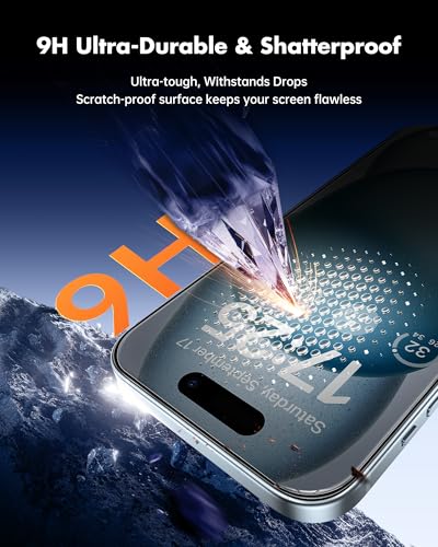 UNBREAKcable Privacy Screen Protector for iPhone 15, 2-Pack - size: iPhone 15