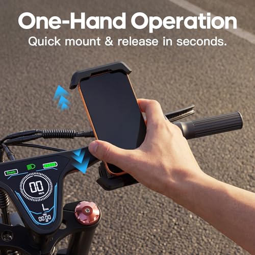 Wallke Motorcycle Phone Mount w/Dual Vibration Dampener & Anti-Theft Lock, Anti-Shake Bike Phone Holder, 360° Rotate Handlebar Ebike Phone Holder for Scooter Dirt Bike ATV, Fit 4.7-7” All Smartphone