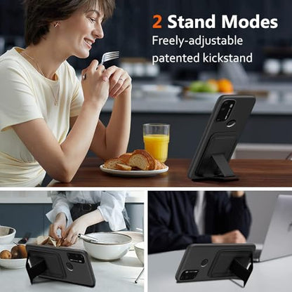 Compatible for AT&T Radiant Max 5G/Cricket Dream 5G Case with Card Wallet | Multi-Functional Magnetic Folding Card Holder/Slots Kickstand/Stand Slim Fit Protective Cover Case, Black