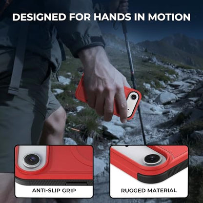 LOOXER® Heavy Duty Rugged Magnetic Case for iPhone 17 Air (6.5”) | Military Grade Shockproof Protection,MagSafe Compatible+ Tempered Glass Included (Red, 17 Air) - color: Red, size: 17 Air