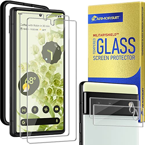 ArmorSuit [2+2 Pack] for Google Pixel 6 [6.4"] Tempered Glass Screen Protector + Camera Lens Protector Case Friendly Fingerprint Compatible (Alignment Frame included) - size: Pixel 6 6.4"