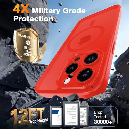 Magnetic Case for iPhone 13 Pro 6.1-Inch, [Compatible with Magsafe][Full Camera Protection] Ultra Slim Translucent Matte Shockproof Protection Phone Cover-Bright Red - color: Bright Red, size: iPhone 13 Pro