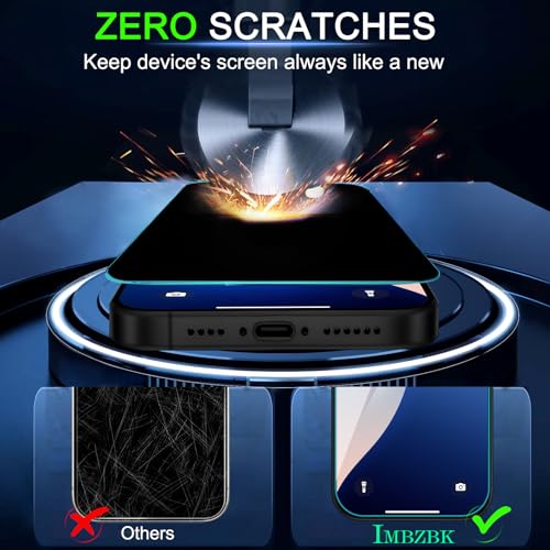 IMBZBK 3Pack Privacy Screen Protector for iPhone 17 Pro Max, Tempered Glass - color: 17 Pro Max-Black