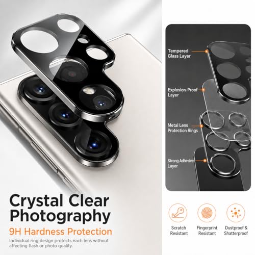2+2 Pack Galaxy S23 Ultra Privacy Screen Protector,2 Pack Camera Lens Protector,Anti Spy Tempered Glass 9H Hardness , Compatible with fingerprint unlocking 3D Curved Full Screen Coverage,Anti-Scratch - color: galaxy S23 Ultra Privacy Screen Protector