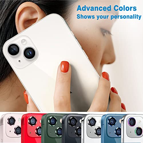 for iPhone 13 Mini/iPhone 13 Camera Lens Protector, Anti-Scratch 9H Tempered Glass Metal Camera Screen Protector Shockproof Cover Film Ring -2 Pcs Silver - color: Silver
