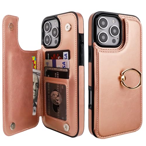 ONETOP for iPhone 16 Pro Max Wallet Case with Credit Card Holder,Rosegold - color: Rose Gold