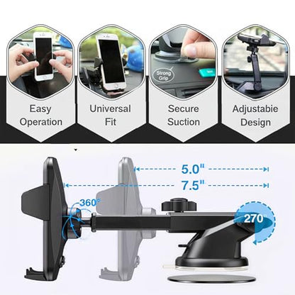 Windshield Suction Car Phone Mount | Rotatable Adjustable Dashboard Phone Holder | Universal Phone Mount for Car Dashboard and Wind Shield | Durable Cell Phone Automobile Cradles Auto Accessories - style: F
