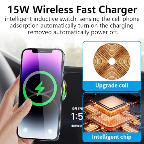 Car Magnetic Phone Mount for Hyundai Elantra 2021 2022 2023 2024 2025 2026 Auto Interior Accessories Best Cellphone Holder Fast 15W Wireless Charger Cell Phones Charging Screen Stand Accessory