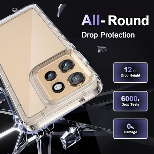 Case for Motorola Edge 50 Neo, Military Grade Drop Protection Phone Case, Yellowing Resistant, Anti-Scratch Hard PC Back, Shockproof Hard Ultra-Thin Protective Cover, Clear - size: Motorola Edge 50 Neo