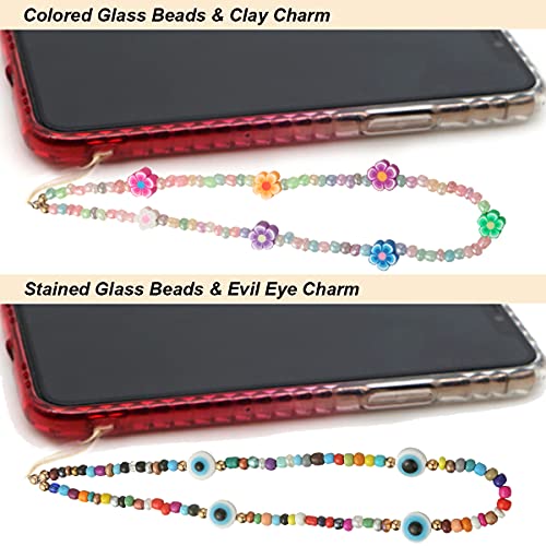 6PCS Beaded Phone Charms Strap Fruit Star Faux Pearl Rainbow Beads Phone Chains Beaded Lanyard for Camera Key Wallet Valentines Day Gifts for Her Women - style: Style6-1