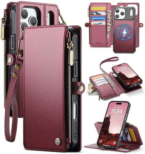 for iPhone 17 Pro Max - Phone Case Wallet Magnetic, Burgundy - color: Burgundy, size: iPhone 17 Pro Max