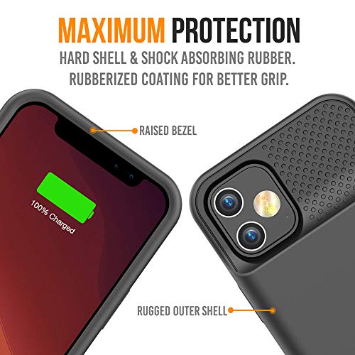 Alpatronix Battery Case for iPhone 12 Mini and iPhone13 Mini (5.4 inch), Slim Portable Protective Extended Charger Cover with Wireless Charging, Lightning Input, CarPlay - Matte Black - size: iPhone 12 mini & iPhone 13 mini (5.4 inch)