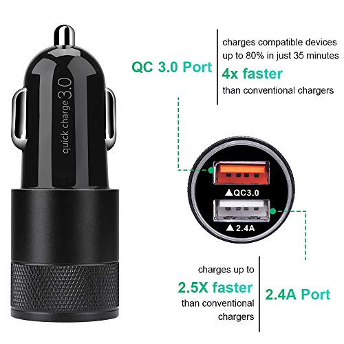 Fast Car Charger, Quick Charging 5.4A/30W Phone USB Adapter Rapid Plug - color: Black, style: USB A