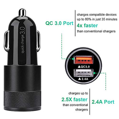 Fast Car Charger, Quick Charging 5.4A/30W Phone USB Adapter Rapid Plug - color: Black, style: USB A