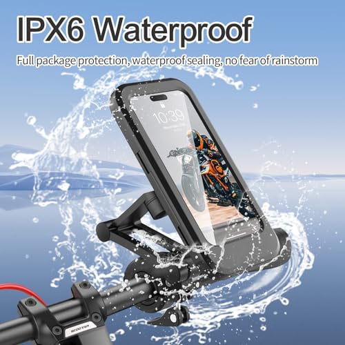 Waterproof Bike Phone Mount Touch-Screen Bicycle Phone Holder | Universal Waterproof Cell Phone Bag 360°Rotatable Motorcycle Scooter ATV MTB Phone Mount Holder for 4.7-6.8" Phones