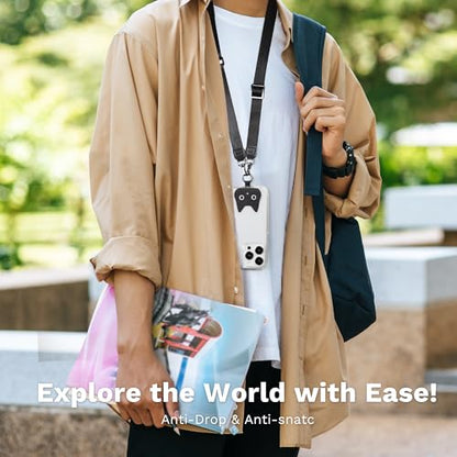 EKAX Anti-Theft Phone Strap, Adjustable Crossbody & Wrist Lanyard, Universal Tether Tab (2-Pack) for Secure Hands - color: Flying Cat