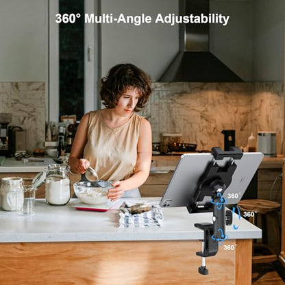 iPad Under Cabinet Mount, Kitchen Tablet Holder, iPad Desk Mount with Clamp - size: Small